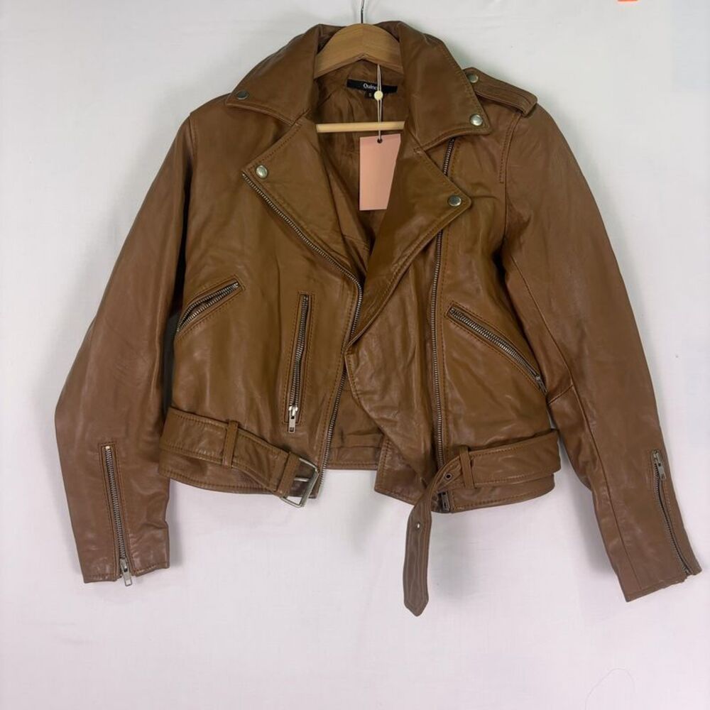 Quince Brown Leather Moto Jacket